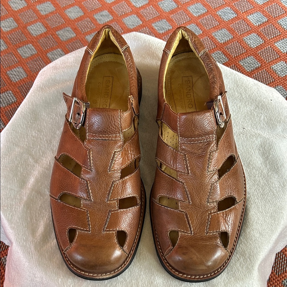 Sandro Brown Leather Fisherman Sandals